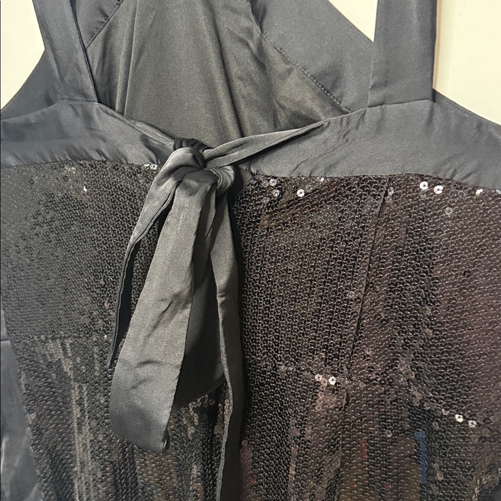 NWOT Prabal Gurung Collab black cross chest bow back sequin cocktail gown 18W - Picture 11 of 13